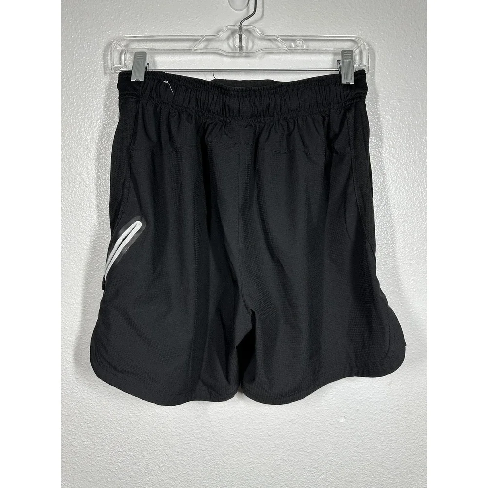 Reebok‎ Shorts Mens Small Black Running Split Hem Reflective Zip Pocket Liner